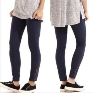 LOU & GREY Brushed Up Zip Ankle Leggings Pants Navy Blue Womens Small